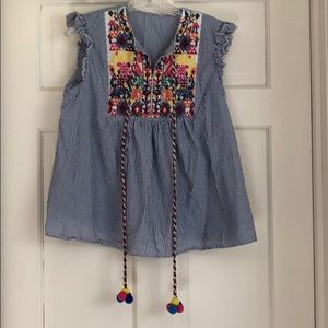 Cotton top with colorful smocking